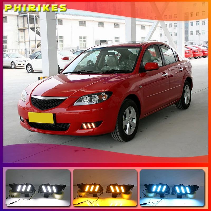 

2 Pcs DRL For Mazda 3 Mazda3 Axela 2006-2009 LED DRL Daytime Running Lights with turn signal Fog light cover