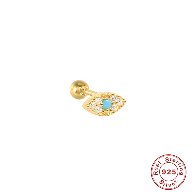 

Aide 100% Real 925 Sterling Silver Mini Butterfly Evil Eye Cartilage Piercing Turquoise Hoops Stud Earrings For Women 2021 Trend