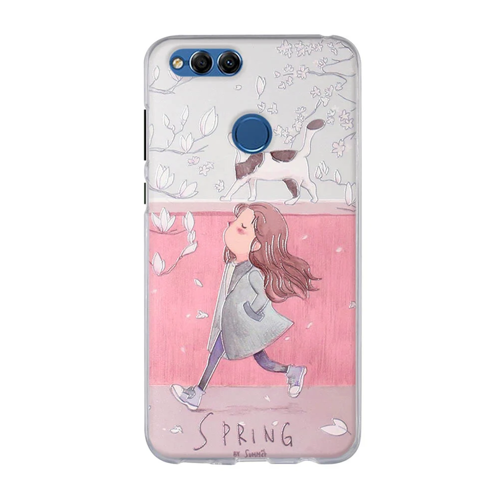 Чехол для huawei Honor 7X мягкий чехол из ТПУ телефона силиконовый с принтом Бампер -