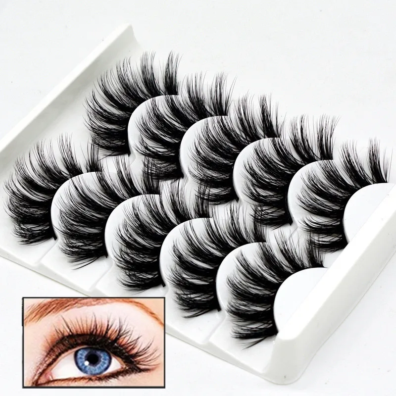 5 пар 3D ручной работы Натуральные Искусственные технические длинные ресницы для