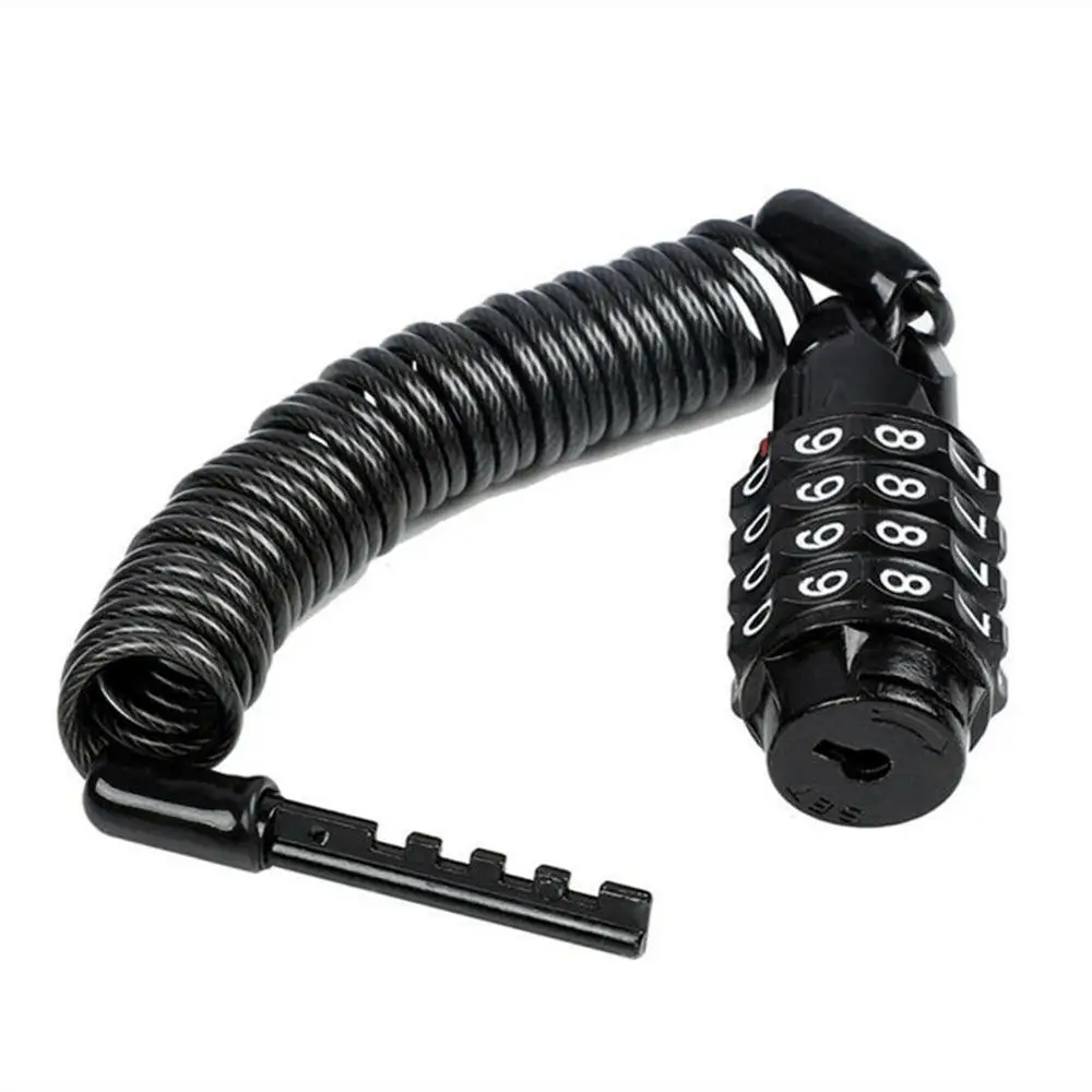 

Motorcycle Helmet Lock Cable Black Tough Combination 4 Digit Password Anti-theft Security Rope For Motorcycle Bicycle