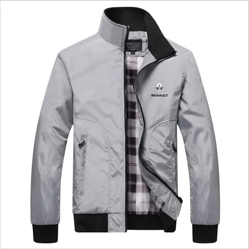 

2021 Men's Spring and Autumn Trend New RENAULT CAR Logo Korean Slim Stand Collar Casual Fashion Handsome Jacket Top Men