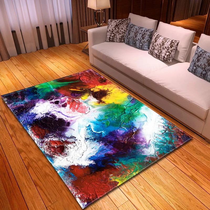 

Modern Fashion Parlor Decor Carpet Oil Painting Art Bedroom Mat Area Rugs Home Decorative Soft Flannel Sofa Living Room Carpets