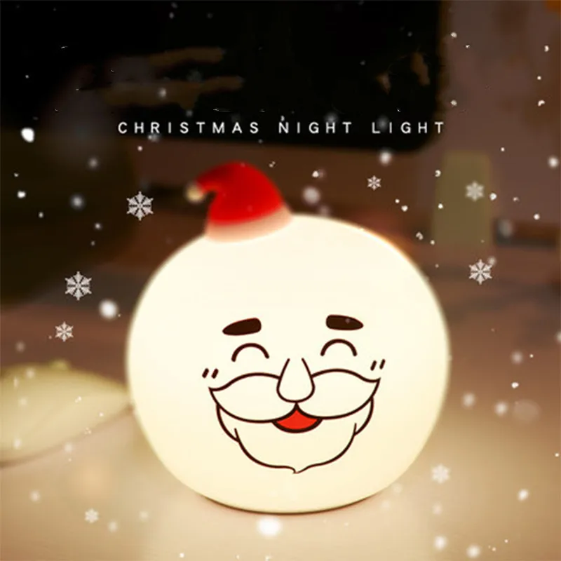 

Creative Night Light Santa Claus Usb Charging Silicone Night Light Festive Atmosphere Patting Light Baby Feeding Table Lamp