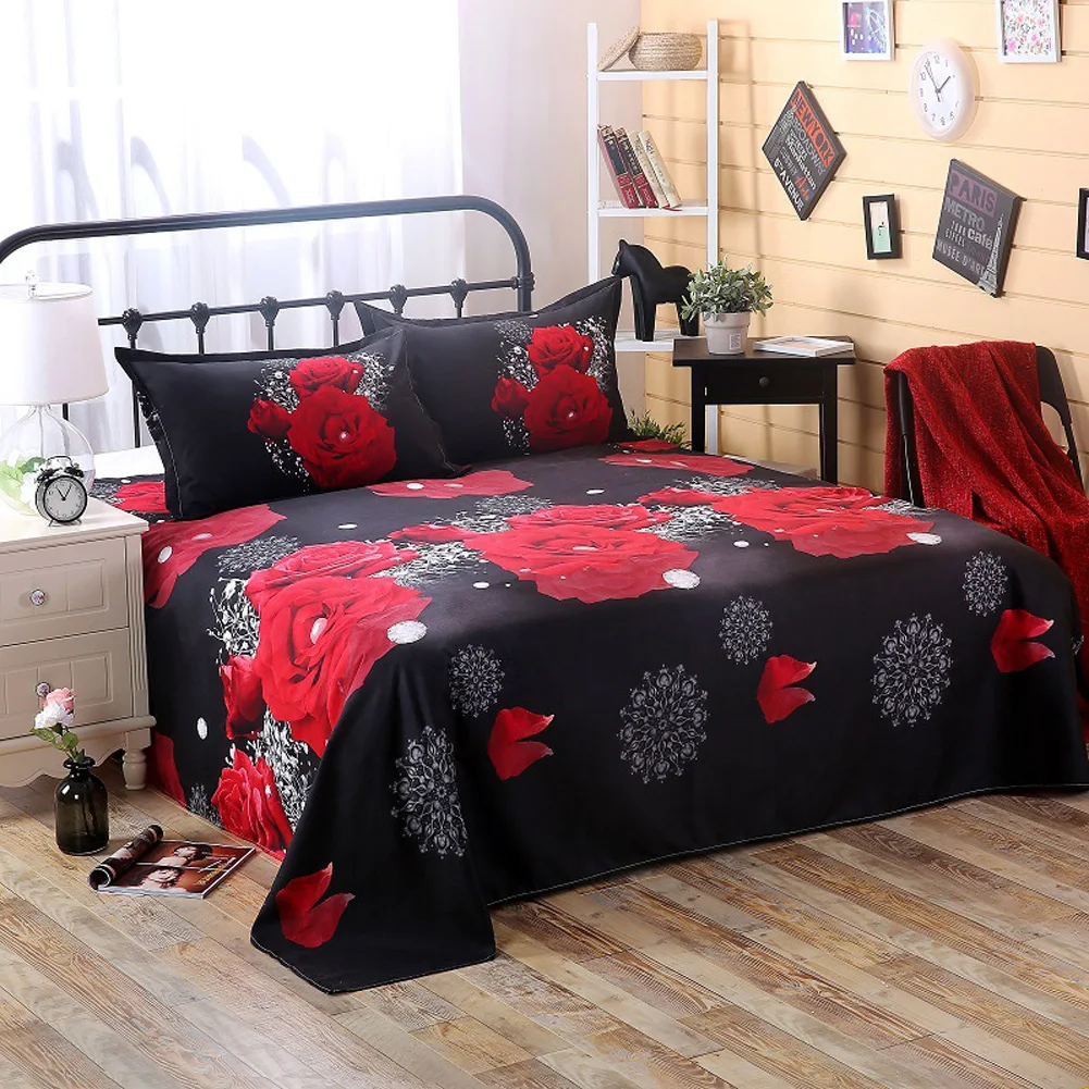 

3D Digital Rose Pattern Printing Bed Sheet Pillow Cover Bedding Set Queen King Twin size 3d Printing Home textile