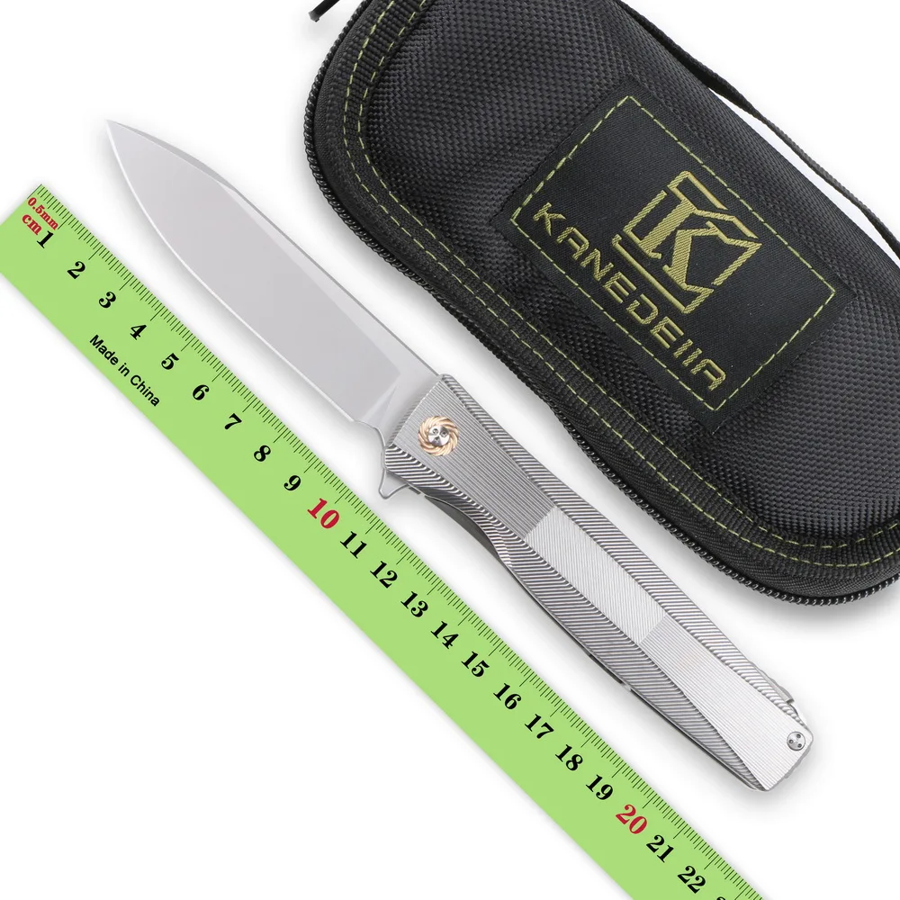 

Kanedeii P60 flipper folding knife S35VN blade titanium handle outdoor camping tool tactical hunting supplies EDC fruit knife