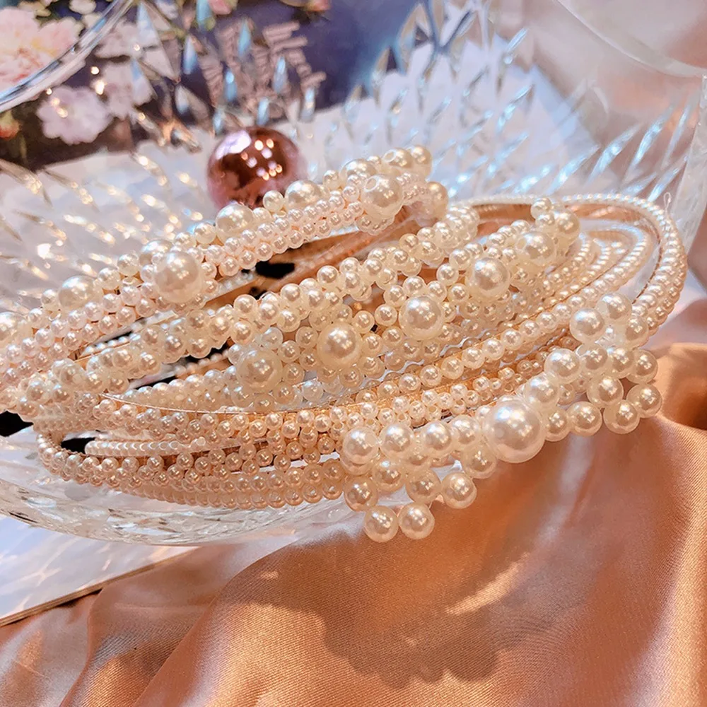 Ободок для волос с большим жемчугом Женский элегантный обруч бантом и 1 шт. |