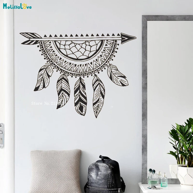 Ловец снов виниловые настенные наклейки со стрелками и перьями украшение для
