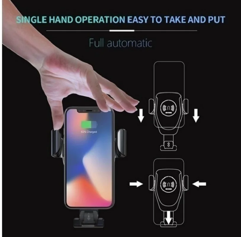 

15w Fast Qi Car Wireless Charger For Iphone Xs Max Xr X Se Samsung S10 S9 Wireless Charging Phone Car Holder Chargers