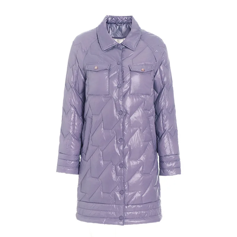 

New Women Winter 2021 Down Jackets and Coats High Quality Fashion Turn Down Collar Long Sleeve Loose Warm Parkas Lady Outerwear
