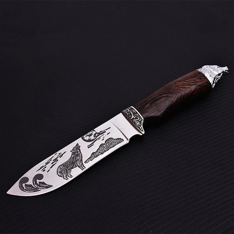 

Охотничий нож ToughKeng Bear в джунглях, рукоятка из дерева венге, высокопрочный нож из коллекции диких животных с фиксированным лезвием