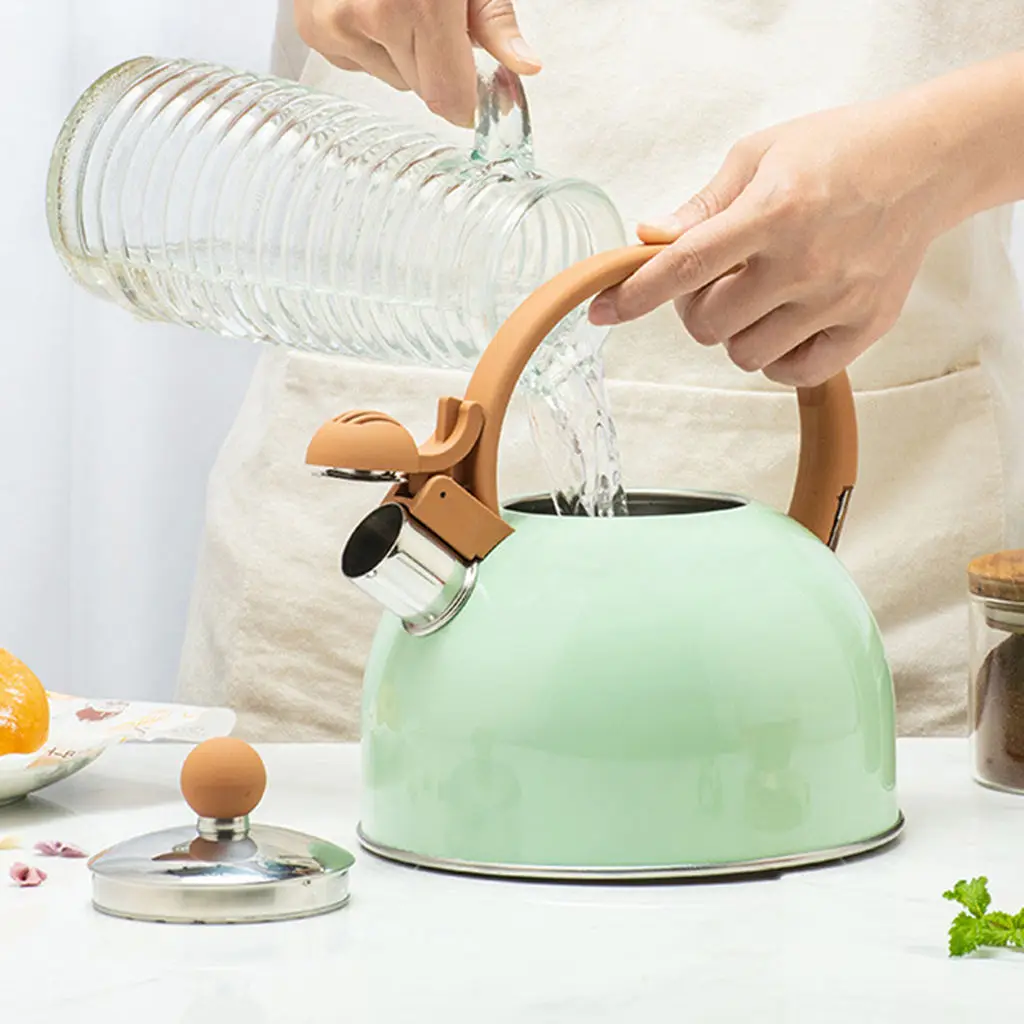 

Kitchen Whistling Kettle with Heat-Resistant Handle Hiking Teapot Large Capacity Picnic Tea Pot Tableware Teapot Coffee Tea Pot
