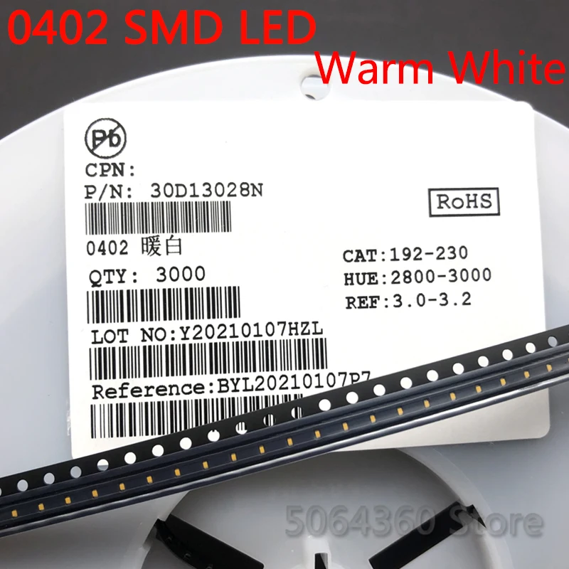 1000pcs SMD 0402 светодиодный светильник излучающая Диодная лампочка чип теплого