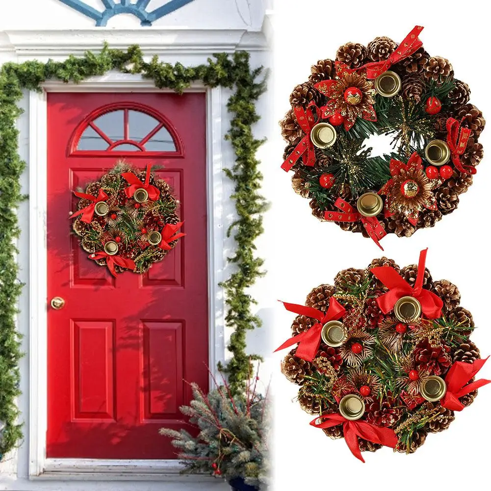 2020 Рождественские венки искусственный созданный вручную гирлянда на дверь
