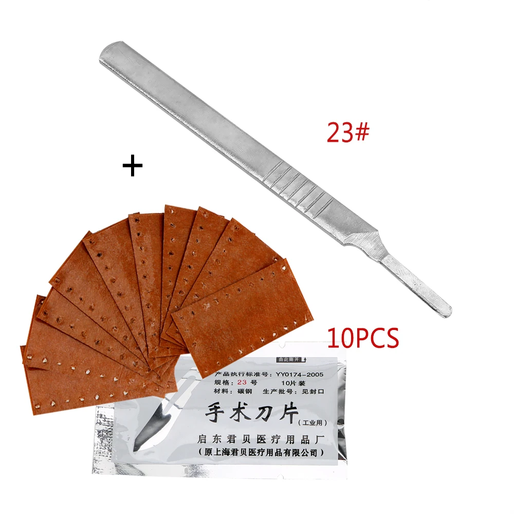 

DIYWORK Carving knife 10 Pieces Scalpel Surgical Blades with 1 Pieces Handle 23# 11# Stainless Steel For PCB Circuit Board