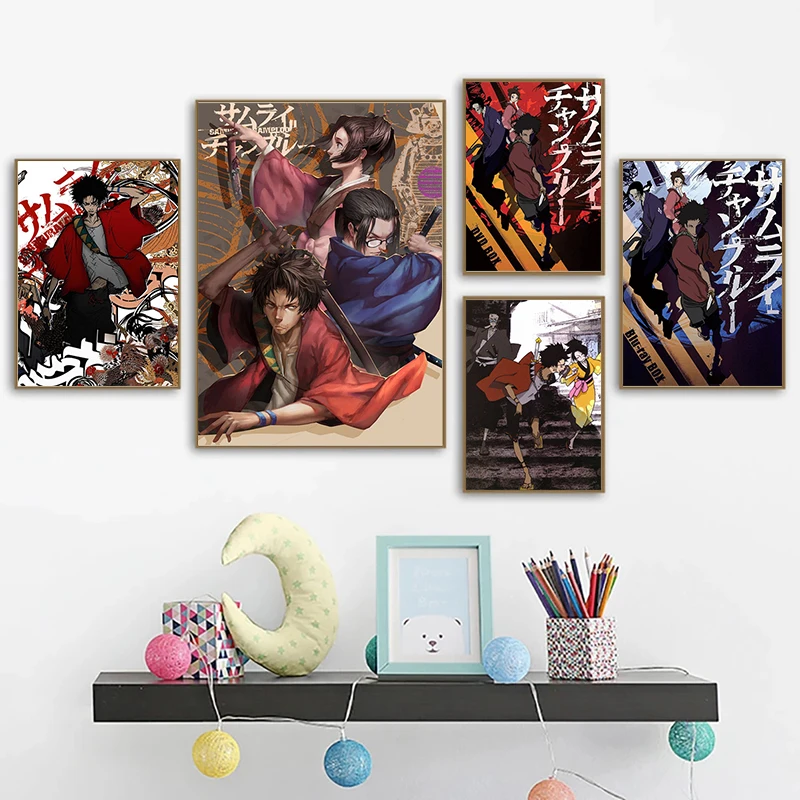 Самурай Шамплуо Японский приключенческий экшн аниме высококачественная холстовая картина постер для гостиной украшение дома художника.