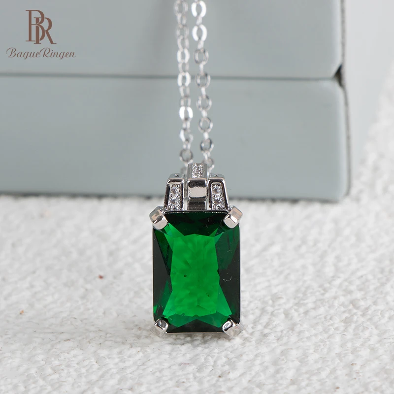 

Bague Ringen Women Emerald Gemstone pendant necklace silver 925 jewelry for charm lady female silver fine jewelry gift