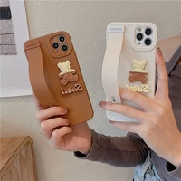 13 case cute bear sweet silicone strap holder stand cover for iphone 12 pro max xr xs 7 8 plus xs max 11 lens protector cases