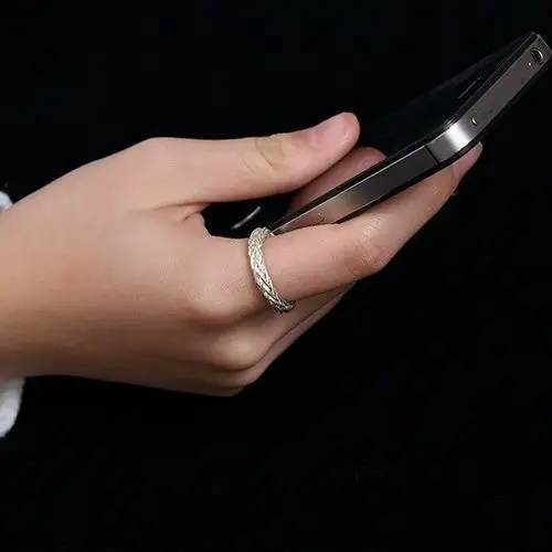 

New Original Design Cold Wind Trend Domineering Light Luxury Opening Adjustable Twist Pattern Men's Ring Silver Jewelry