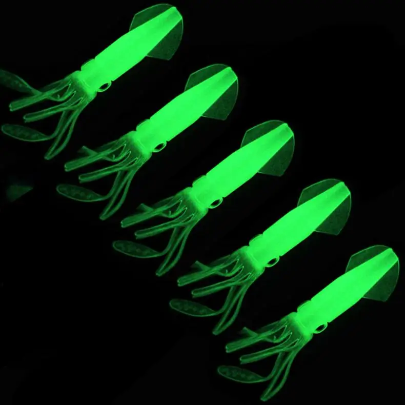 

5pcs 10cm 8g Artificial Fishing Lures Soft Baits Silicone Octopus With Luminous for Seawater Fishing