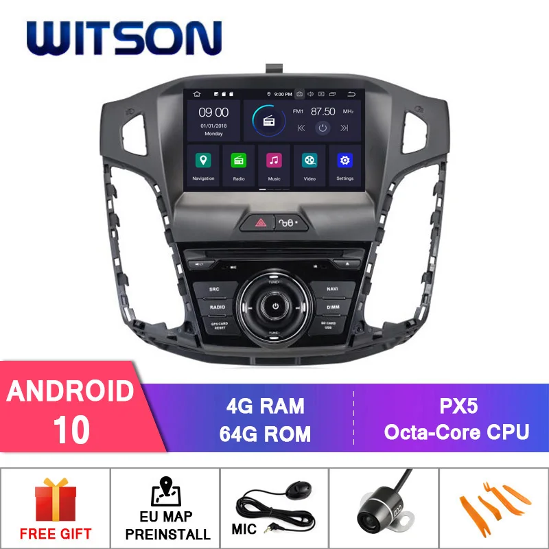 Автомобильный DVD плеер WITSON 8 дюймов Android 10 0 восемь ядер 4 Гб ОЗУ + 64 ПЗУ GPS навигация
