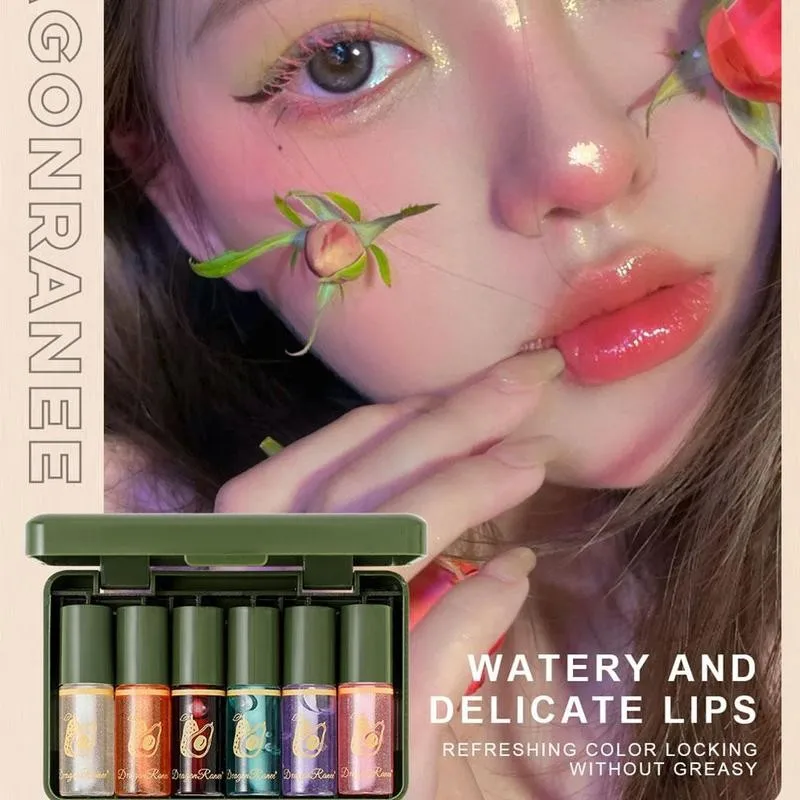 

6 шт./компл. прозрачный зеркальный блеск для губ глянцевый влажный кристалл желе жидкий полупрозрачный оттенок масла для губ увлажняющая Ме...