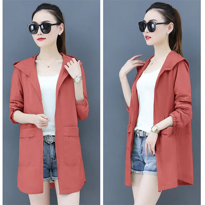 Новинка корейский стиль женская одежда для защиты от солнца пальто средней длины