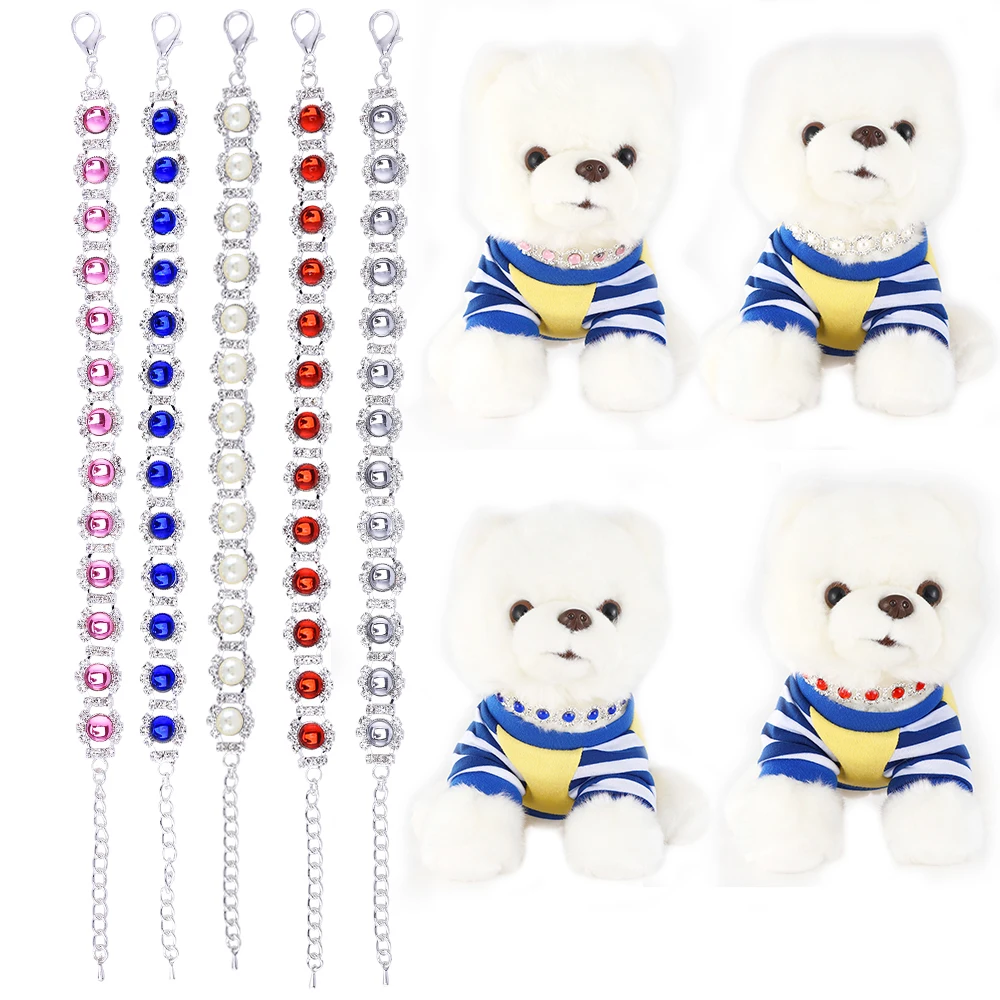 Мода кошка собака кристалл воротник стразы жемчужное ожерелье с бриллиантами