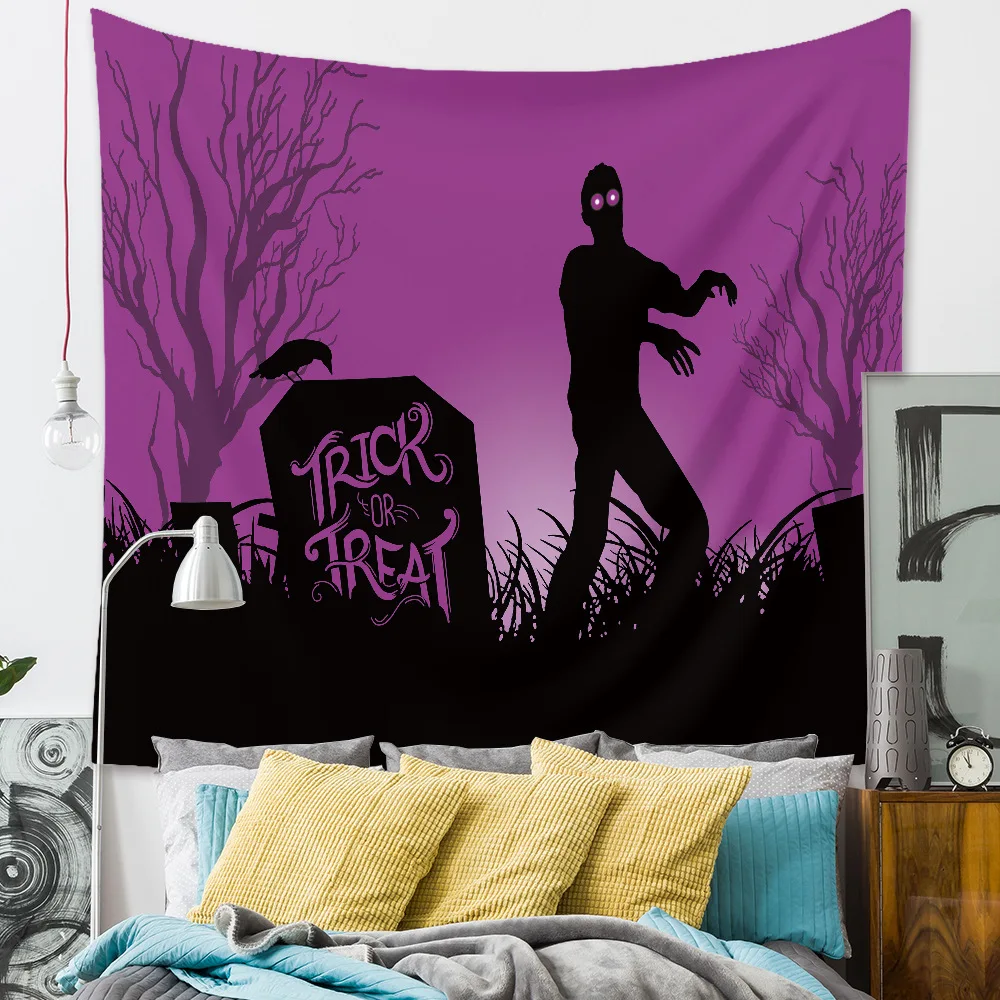 Веселый Хэллоуин кошка 3D печать тесьма Забавный прямоугольный домашний декор