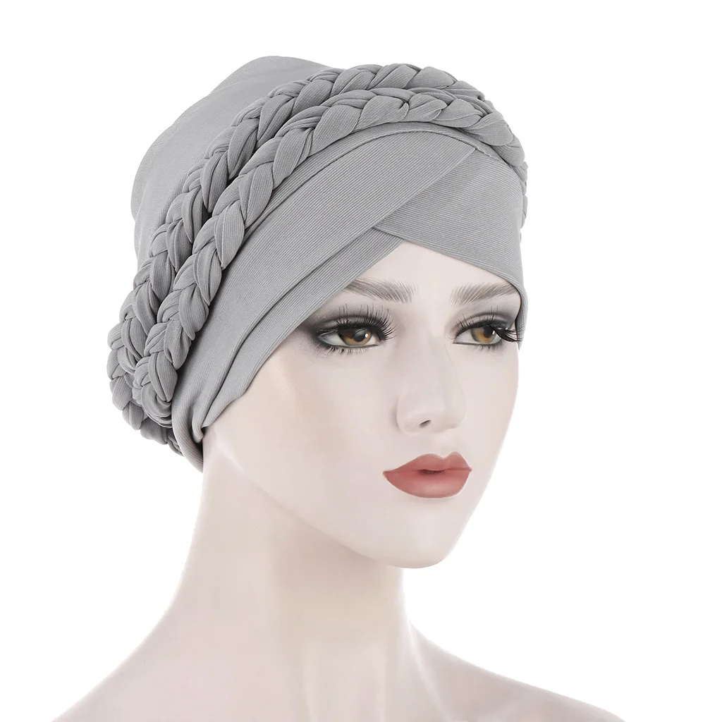 

Muslim Chemo Cancer Cap Women Head Scarf Turban Twist Braid Turbans Stretchy Headscarf Bonnet African Hat Ready To Wear Hijabs