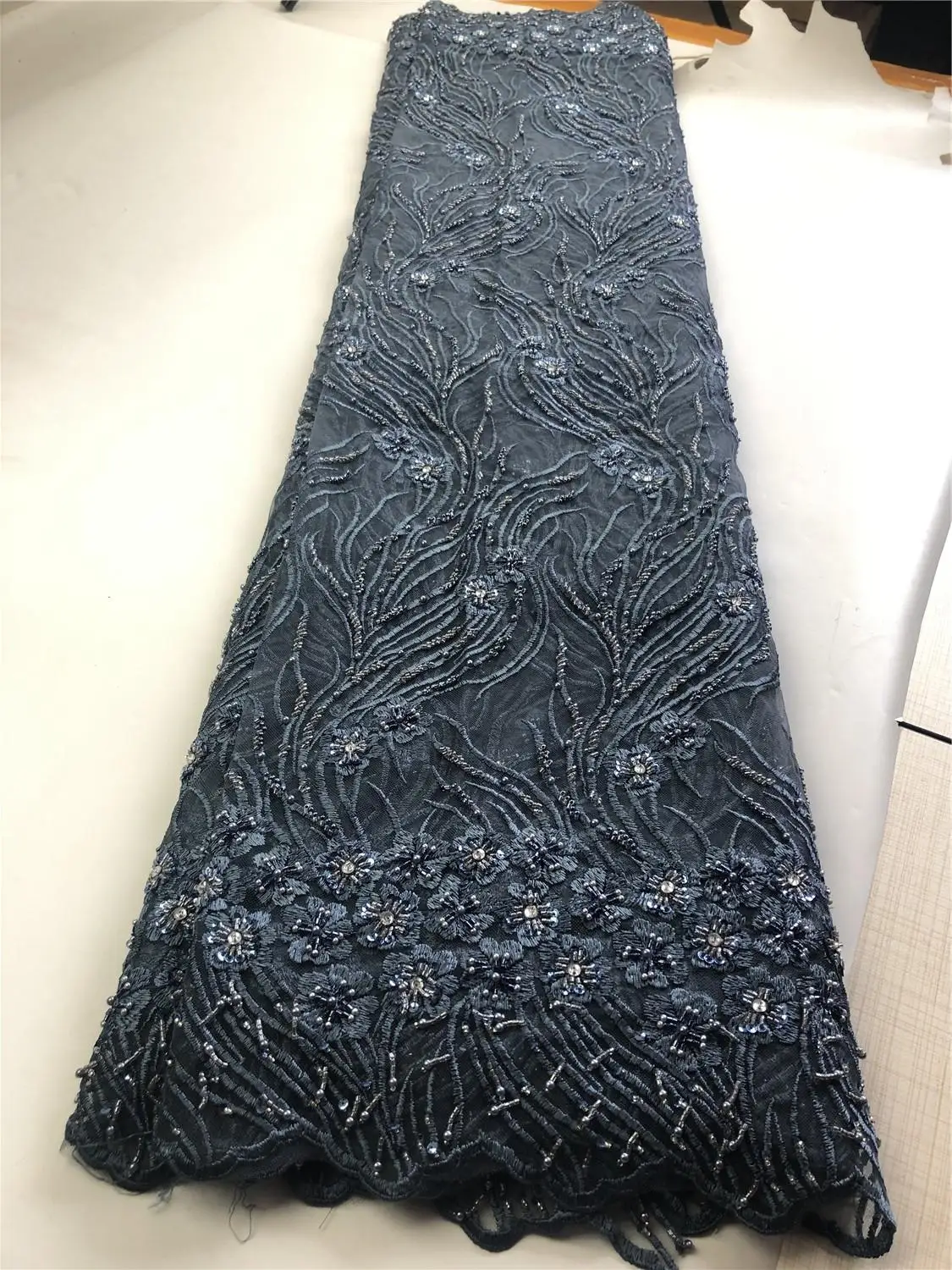 2019 низкая цена африканская сетка с вышивкой 5 ярдов кружевная ткань бисером