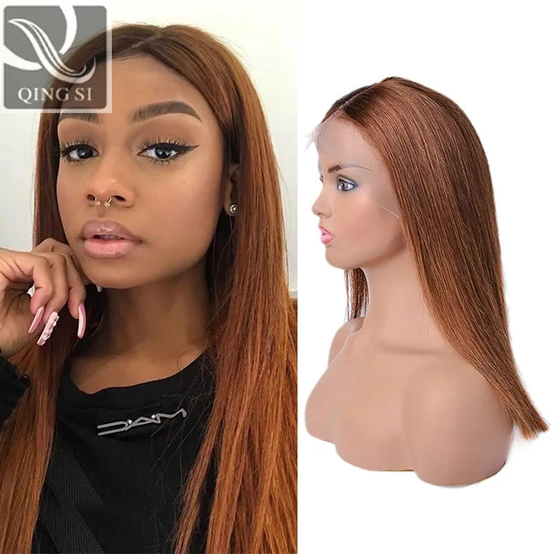 

Ombre brown bob Wigs Frontal Lace Wigs Straight Bob Lace Front Human Hair Wigs With Baby Hairs Brazilian Wigs For black women