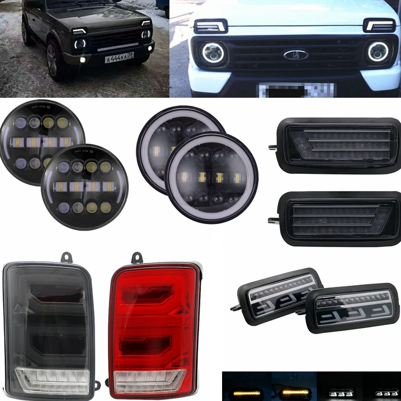 2xLada Niva Urban Bronto 7 дюймов светодиодные фары Hi/Low H4 Angle Eyes DRL для Jeep Wrangler внедорожник 4x4