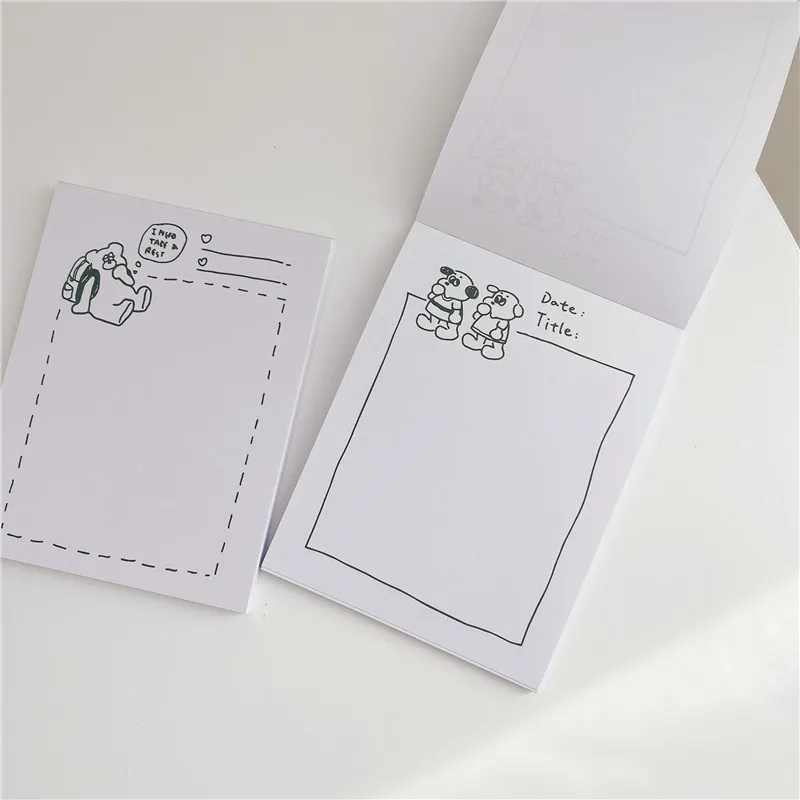 Корейский Ins Носки с рисунком медведя из мультика квадратной оправе Блокнот 50