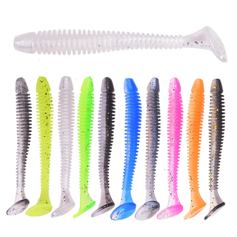 Proleurre Fishing Worm Soft Lures Jig Wobblers 5cm 7cm 9cm Easy Shiner For Carp Bass Artificial Double Colors Silicone Swimbait