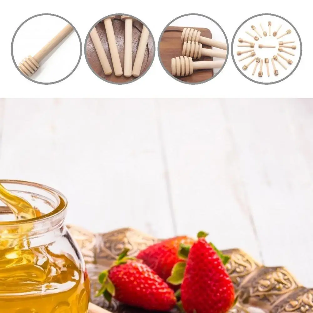 

Long Lasting 50Pcs/Set Attractive Practical Grooves Design Honey Stick Labor-saving Honey Dipper Durable for Gifts