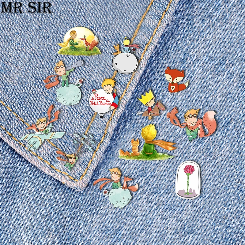 

The Little Prince Acrylic Enamel Pin Cute Fox Rose Planet Brooch Le Petit Prince Badges Lapel Pins Jewelry Gift for Kids Friends