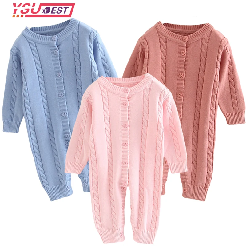 

2021 Baby Rompers Knitted Newborn Boy Jumpsuit With Outfits Long Sleeve Autumn Infant Girl Overalls Winter Warm Children Wear