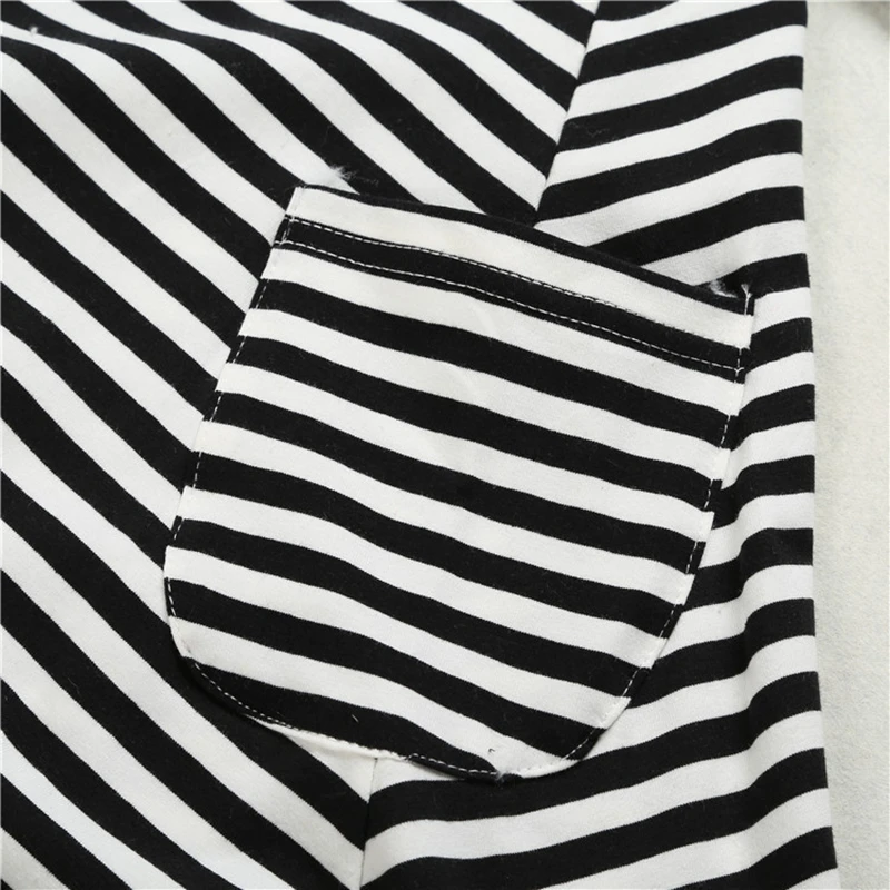 Осенне-зимнее черно-белое Полосатое платье с длинным рукавом для девочек