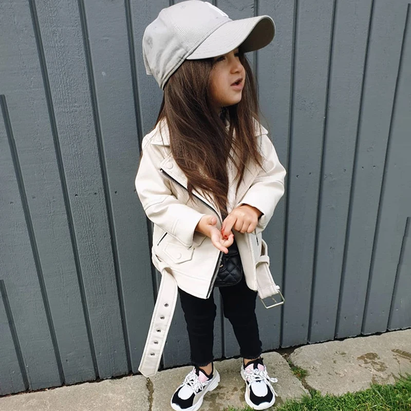 Модные куртки и пальто для девочек детские Куртки из искусственной кожи кожаное