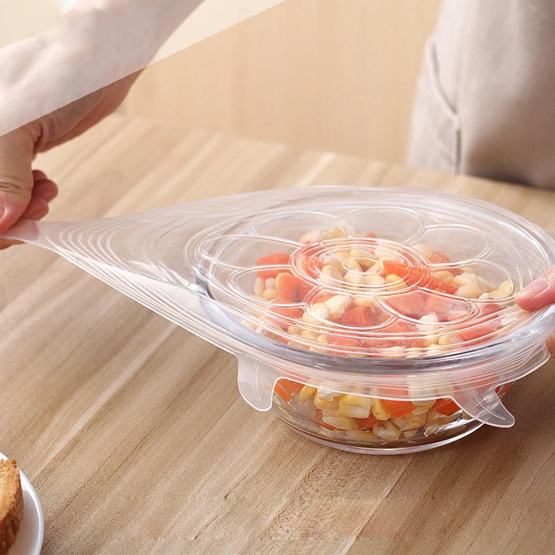 Силиконовая крышка для пищевых продуктов 6 шт./компл. растягивающаяся Крышка