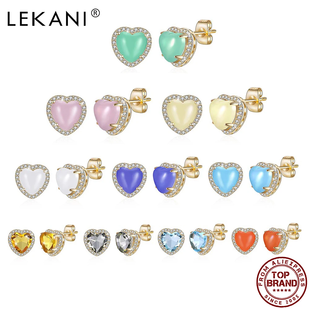 

Romantic Heart Stud Earrings For Women Advanced Multicolor Cubic Zirconia Earring Luxury Girl Fashion Jewelry Accessories Gift