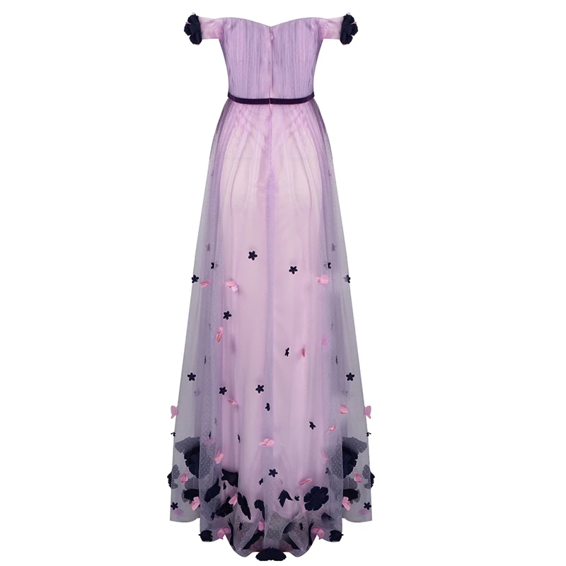 

Top Quality Elegant Celebrity Party Dress Women Wedding Banquet Fashion Night Club Slash Neck Long Dress