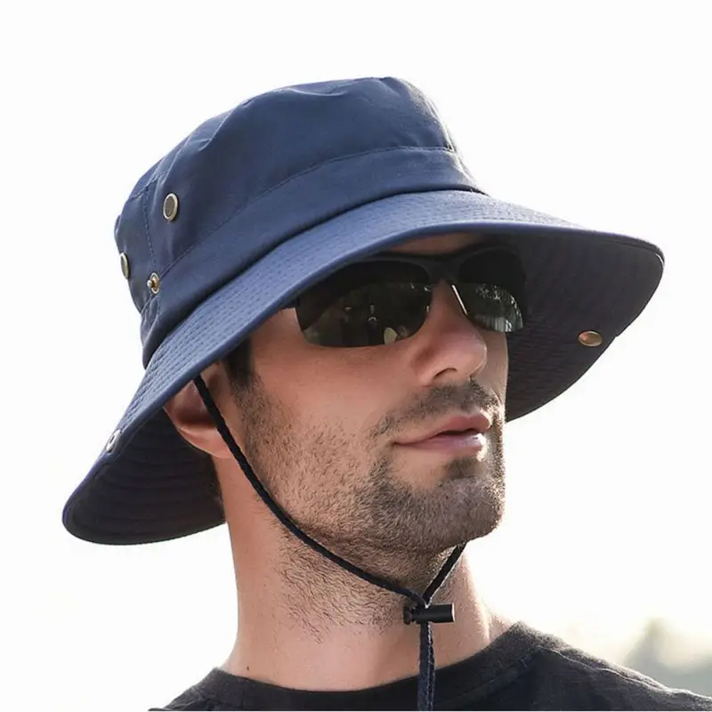 

Men's Outdoor Mesh Breathable Sun Hat Wide Brim UV Sun Protection Hat Fishing Hiking Boonie Hat
