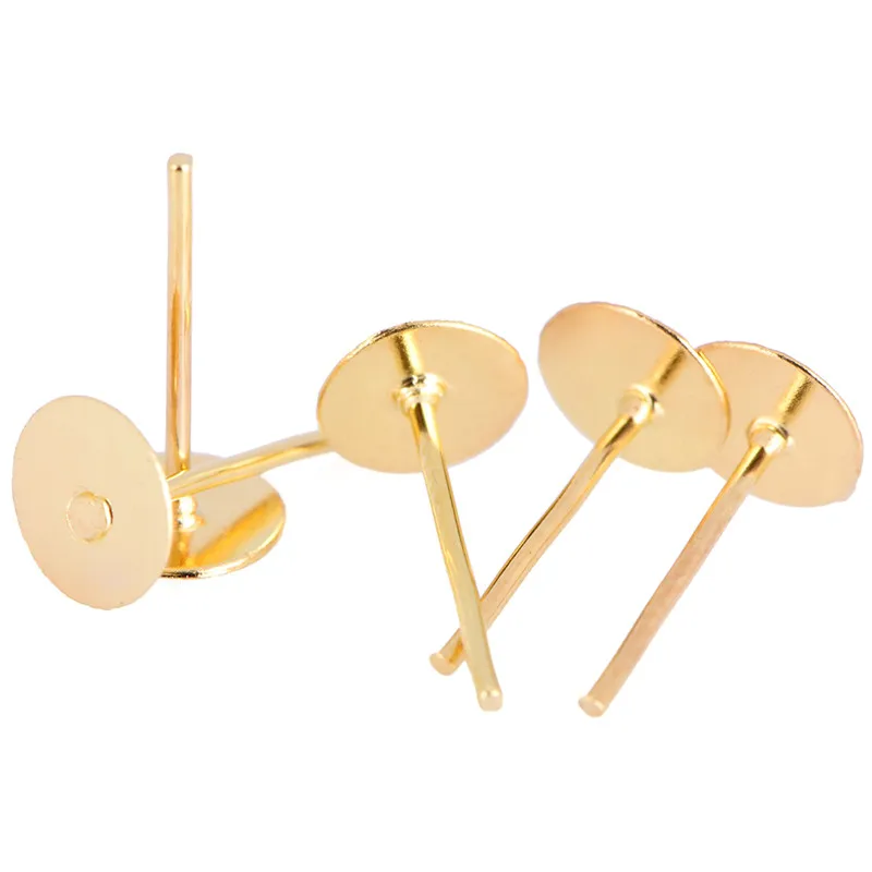 

200pcs/lot Stainless Steel Blank Post Earring Studs Pins Steel Color Flat Round Tray Base For Earring Jewelry Finding 10mm*6mm