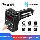 Podofo Автомобильный Bluetooth 5,0 FM передатчик беспроводной громкой связи аудио приемник авто MP3 плеер двойной USB быстрое зарядное устройство автомобильные аксессуары