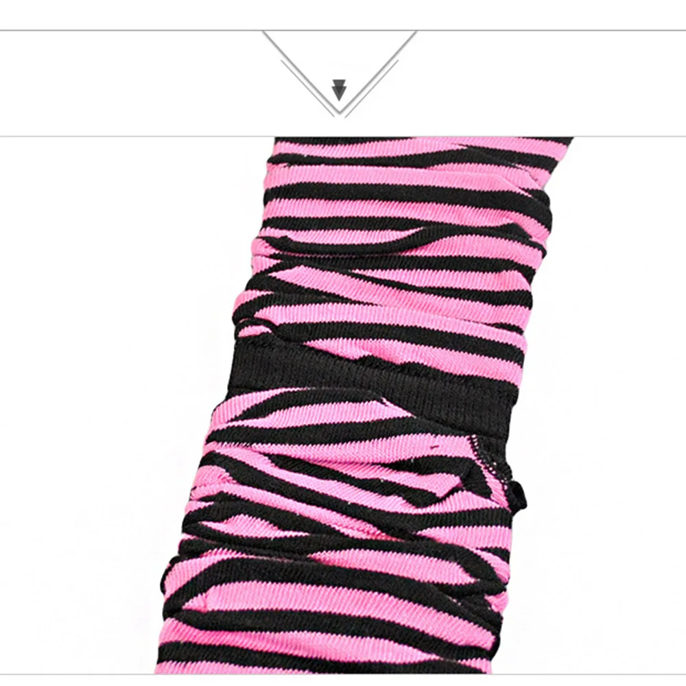 Autumn Wrist Arm Hand Warmers Knitted Fingerless Gloves Long Sleeve soft striped Elbow Mittens |