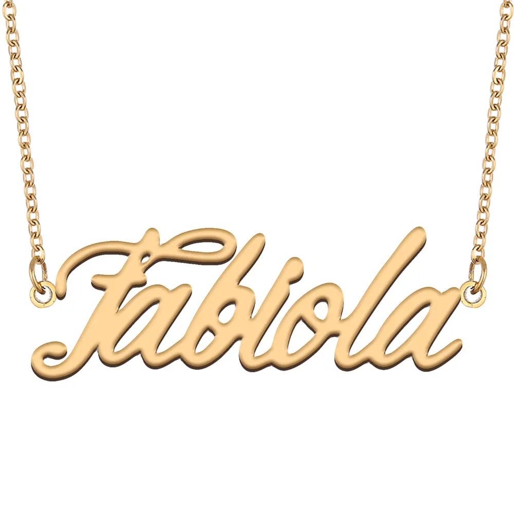 

Fabiola Nameplate Necklace for Women Stainless Steel Jewelry Gold Plated Name Chain Pendant Femme Mothers Girlfriend Gift