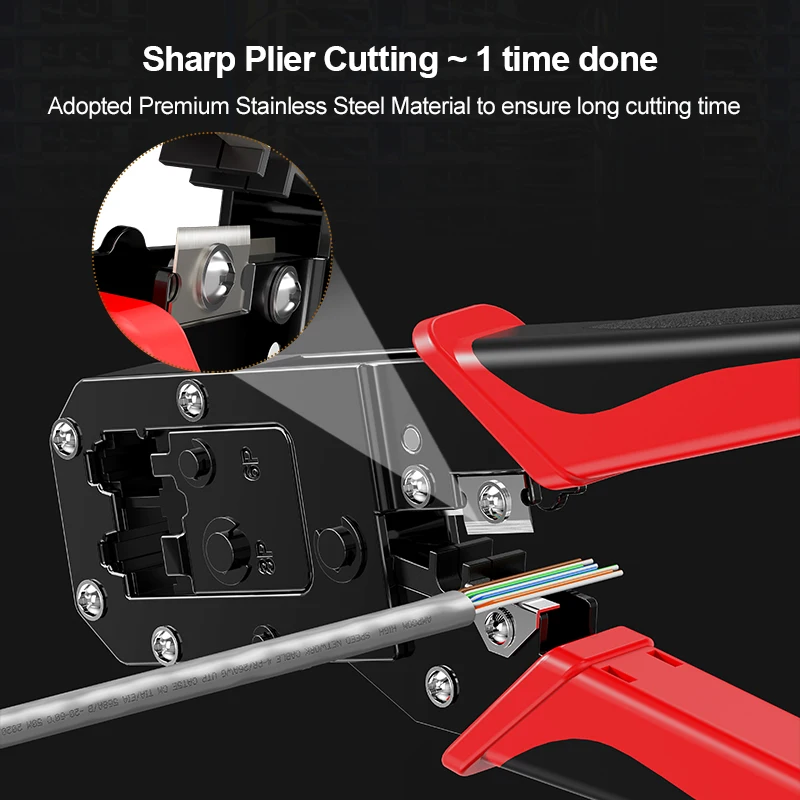 AMPCOM Ratcheting Rj45/RJ11 Crimp Tool 8P/RJ45 6P/RJ12 RJ11 Cat5e Cat6 Crimping Rj45 Crimper Cut Clamp Strip | Инструменты