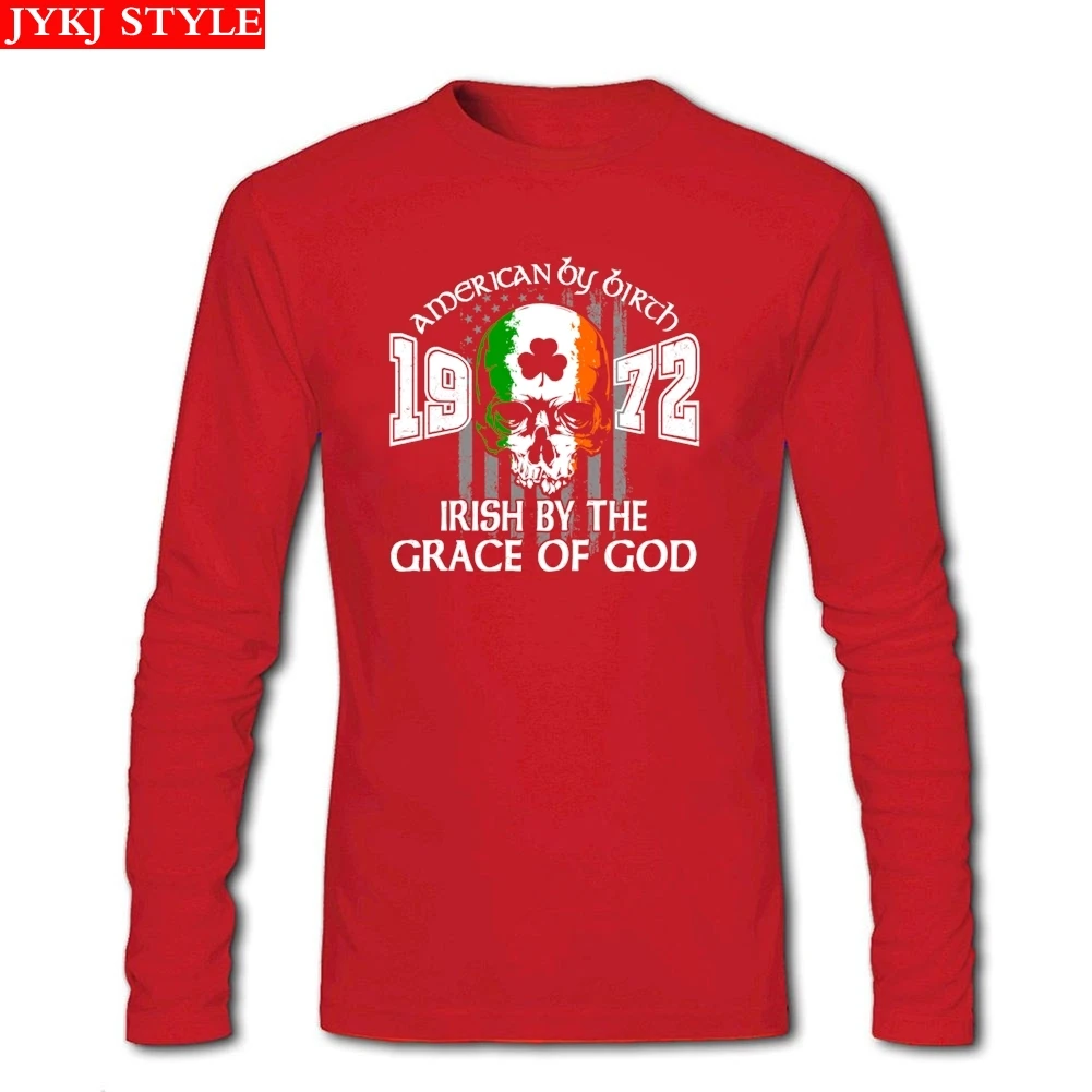 1972 футболка с мотивом ирландской грации Бога футболки на заказ длинным рукавом